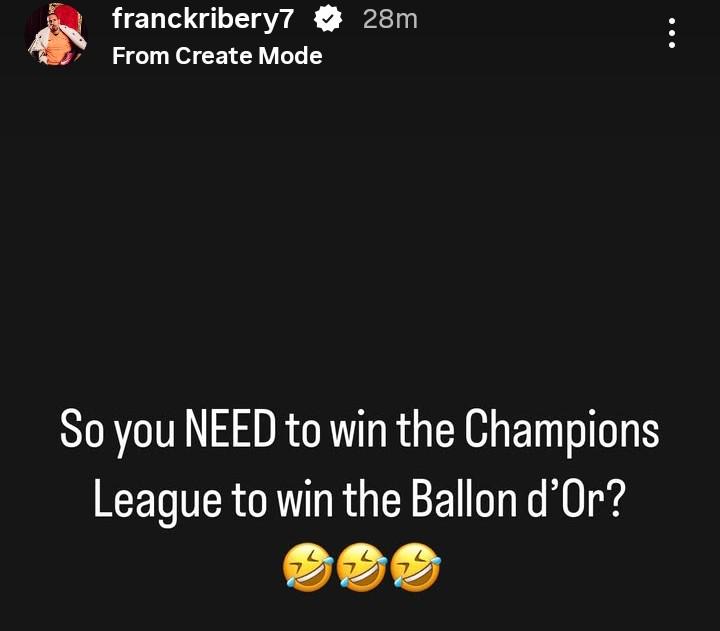 里貝里疑似回應(yīng)C羅：所以你需要贏得歐冠才能拿到金球獎？