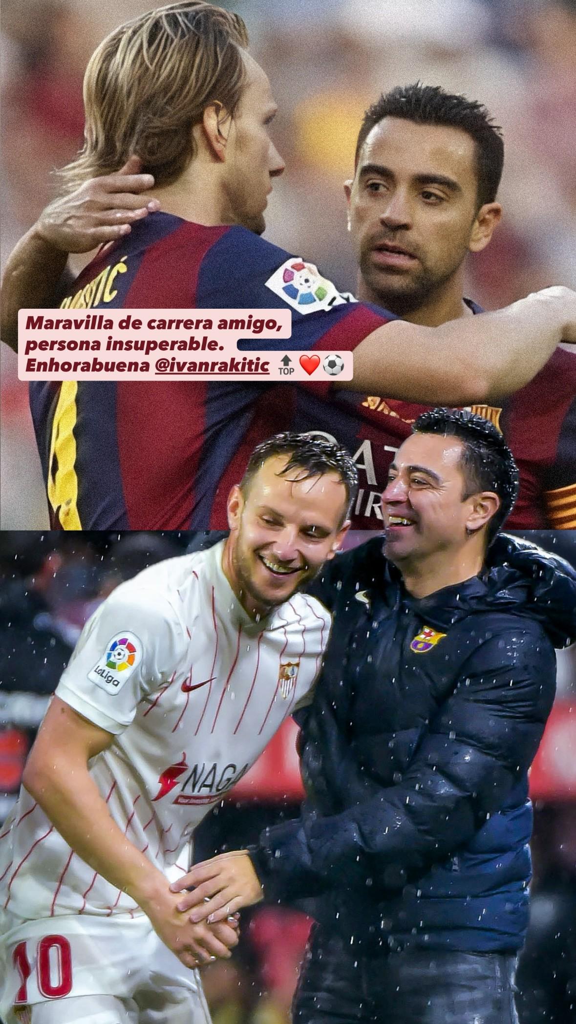 哈維分享與拉基蒂奇的合照：精彩的職業(yè)生涯，你是無可超越的